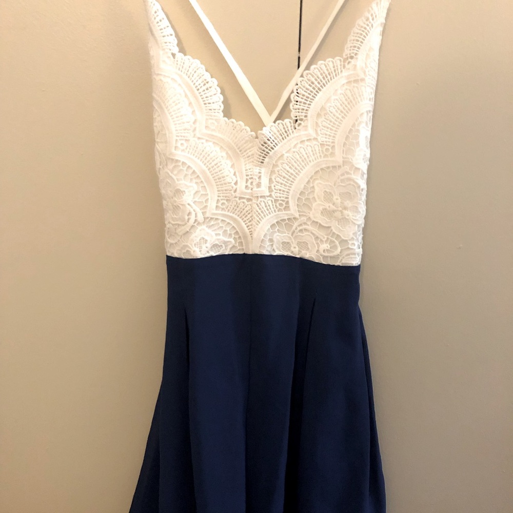 Blue and white romper